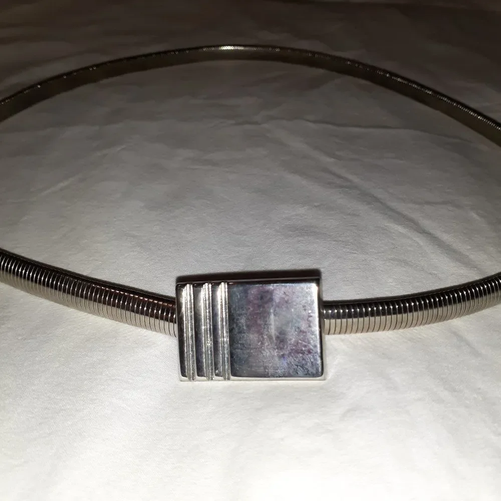 Vintage Silver Serpentine Disco‎ Belt Stretchy 35